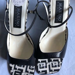 Black and white small height heel